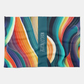 Abstrakte Ozeanwellen Regenbogenmuster Geschirrtuch (Horizontal)