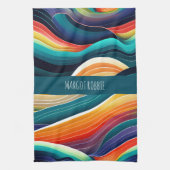 Abstrakte Ozeanwellen Regenbogenmuster Geschirrtuch (Vertikal)