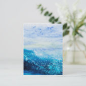 Abstrakte Ozeanwellenmalerei, Meereswellen Postkarte (Stehend Vorderseite)