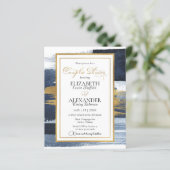 Abstrakte Paar Dusche Einladung | Blaues Foto (Stehend Vorderseite)