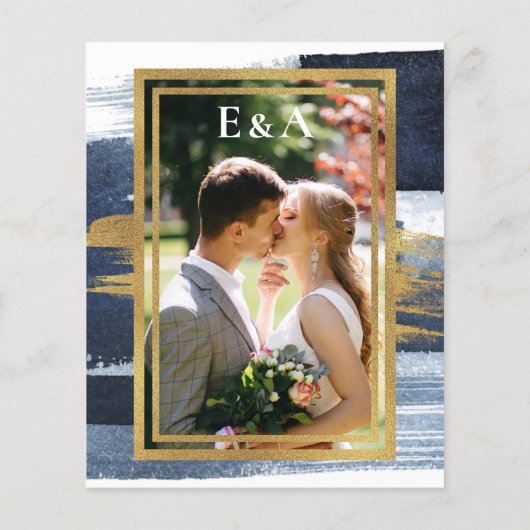 Abstrakte Paar Dusche Einladung | Blaues Foto (Rückseite)