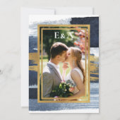 Abstrakte Paar Dusche Einladung | Blaues Foto (Rückseite)