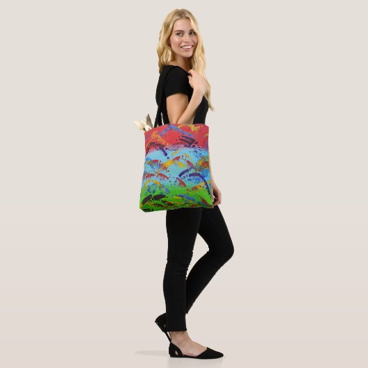 Abstrakte Paint Spatter Original Colorful Modern A Tasche (Am Model)