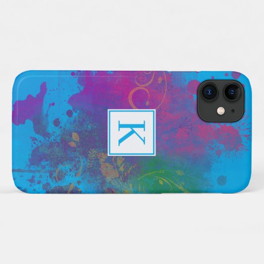 Abstrakte Paint Splash, Wirbel Blue Monogramm Case-Mate iPhone Hülle (Rückseite (Horizontal))