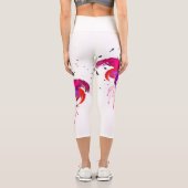 Abstrakte Paint Spritzer Fuchsia Blüten Capri Leggings (Rückseite)