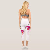 Abstrakte Paint Spritzer Fuchsia Blüten Capri Leggings (Rückseite)