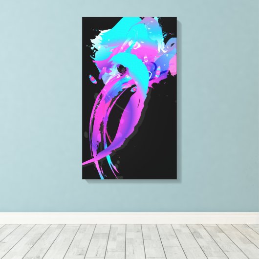 Abstrakte Paint Spritzer Lilac Breasted Roller 2 Leinwanddruck (Insitu (Holzboden))