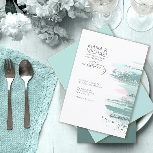 Abstrakte Paint Strokes Wedding Aquamarin ID886