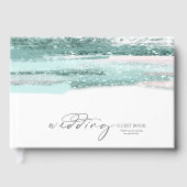 Abstrakte Paint Strokes Wedding Aquamarin ID886 Gästebuch (Vorderseite)