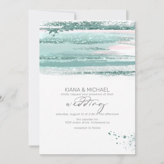 Abstrakte Paint Strokes Wedding Aquamarin V2 ID886 (Vorderseite)