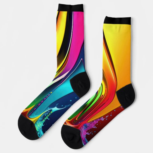 Abstrakte Paint-Wirbel mit Splash auf Black Socken (Linkes Detail)