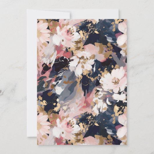 Abstrakte Painterly Blush & Navy Einladung (Rückseite)