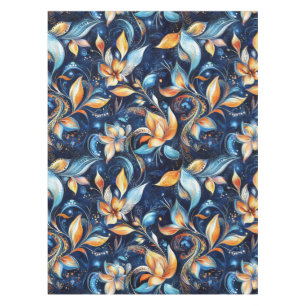 Abstrakte Paisley-Blätter in Blau und Gold (2) Tischdecke