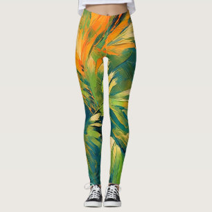 Abstrakte Palme Explosion – Tropische Energie in B Leggings