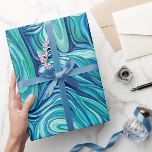 Abstrakte Palme Ozean Blau Schmelzendes Geschenkpa Geschenkpapier