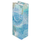 Abstrakte Palmen Blätter Botanisches Flora Geschenktüte Für Weinflaschen (Vorderseite Schrägansicht)