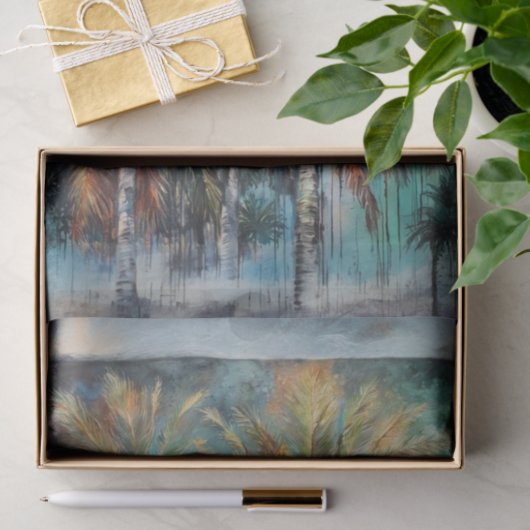 Abstrakte Palmen Strand Decoupage Seidenpapier (Geschenk)