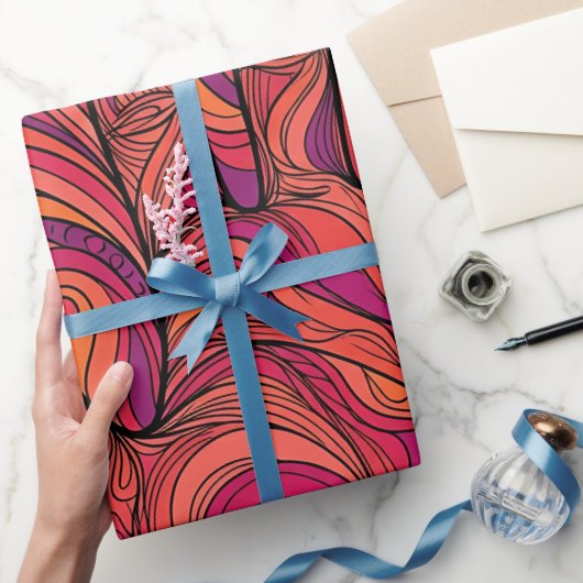 Abstrakte Palmsonne Orange Geschenkpapier (Schenken)