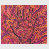 Abstrakte Palmsonne Orange Geschenkpapier (Flach)
