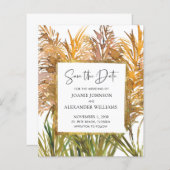 Abstrakte Pampas-Gras-Hochzeit sparen das Datum (Vorne/Hinten)