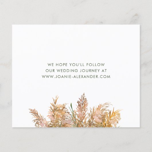 Abstrakte Pampas-Gras-Hochzeit sparen das Datum (Rückseite)