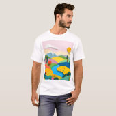 Abstrakte Papierbandlandschaft T-Shirt (Vorne ganz)