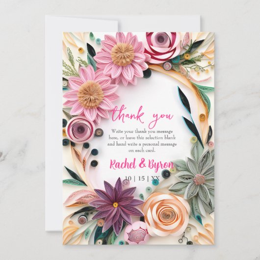 Abstrakte Papierquilling Blumengrün Dankeskarte (Vorderseite)