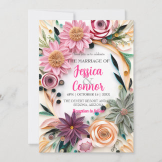 Abstrakte Papierquilling Blumengrün Einladung