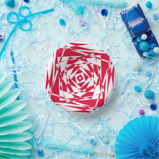 Abstrakte Papiertücher mit weißer und roter Illusi Pappteller (Party)