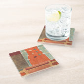 Abstrakte Parade der Eier durch Heidekraut J Vess Glasuntersetzer (Schrägansicht)