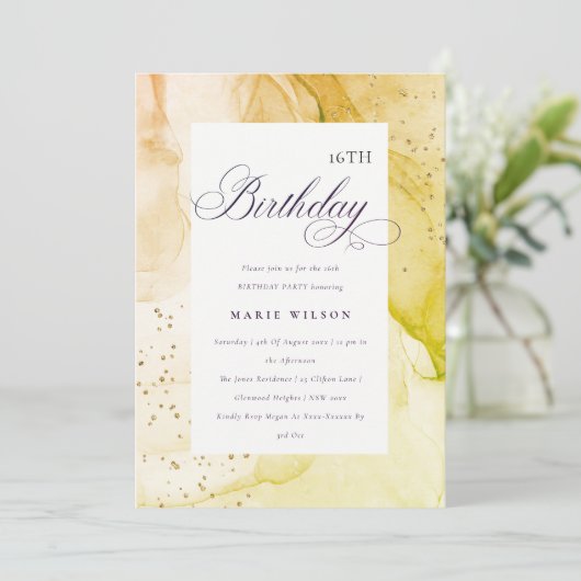 Abstrakte Pastel Earthy Lime Green jeden Geburtsta Einladung (Stehend Vorderseite)