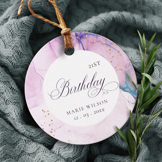 Abstrakte Pastel Lila Blau Aquamarin jedes Alter G Geschenkanhänger