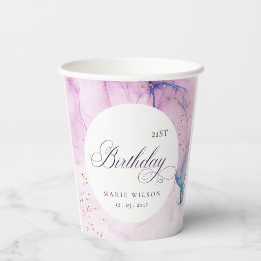 Abstrakte Pastel Lila Blau Aquamarin jedes Alter G Pappbecher (Rückseite)