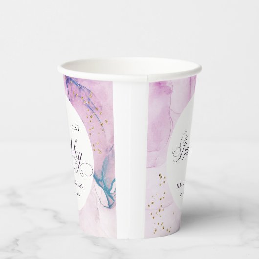 Abstrakte Pastel Lila Blau Aquamarin jedes Alter G Pappbecher (Rechts)