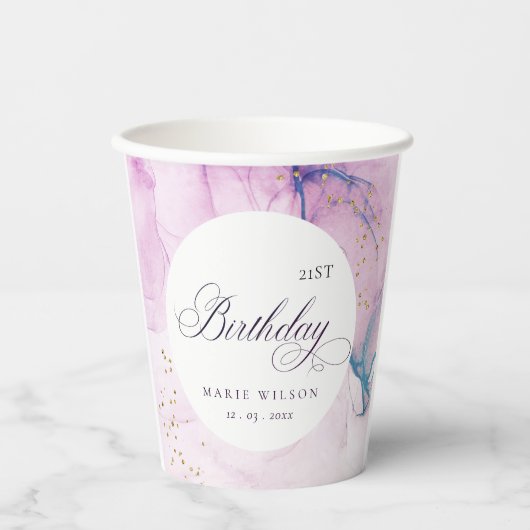 Abstrakte Pastel Lila Blau Aquamarin jedes Alter G Pappbecher (Vorderseite)