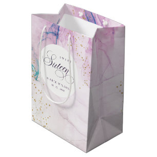 Abstrakte Pastel Lila Blue Aquamarin Sweet 16 Gebu Mittlere Geschenktüte