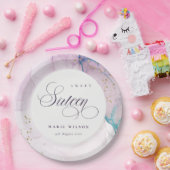 Abstrakte Pastel Lila Blue Aquamarin Sweet 16 Gebu Pappteller (Party)