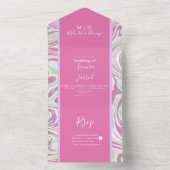 Abstrakte Pastel Liquid Pink Wedding All In One Einladung (Innen Boden)