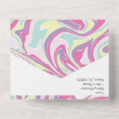 Abstrakte Pastel Liquid Pink Wedding All In One Einladung (Rückseite)