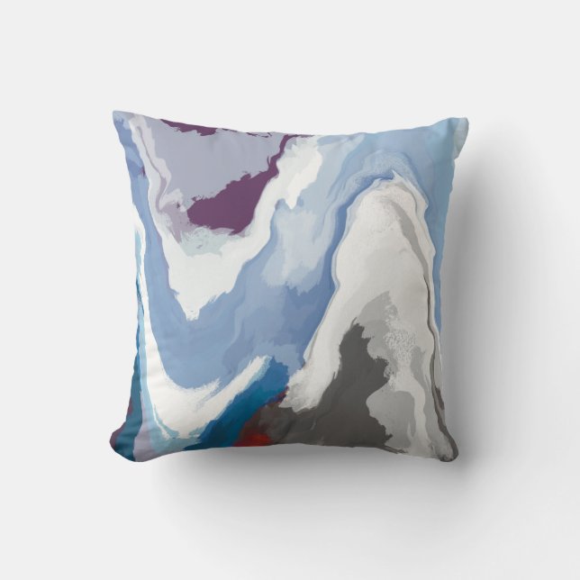 Abstrakte Pastel Paint Mountain Edition Kissen (Vorderseite)