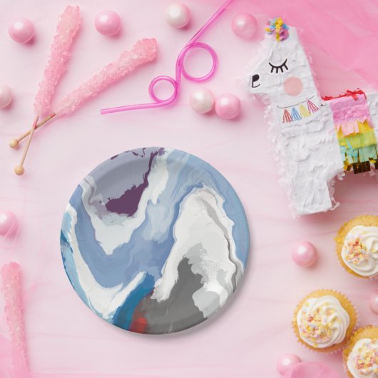 Abstrakte Pastel Paint Mountain Edition Pappteller (Party)