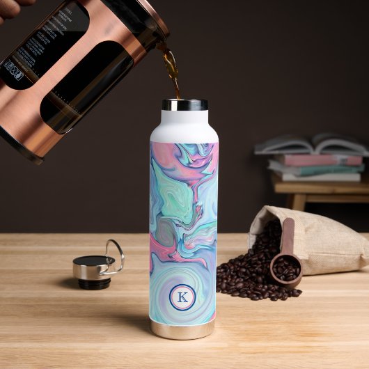 Abstrakte Pastel Paint Swirl Personalisiert Trinkflasche (Kaffee)