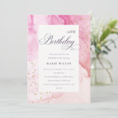 Abstrakte Pastel Rosa Lila jedes Alter Geburtstag Einladung (Stehend Vorderseite)