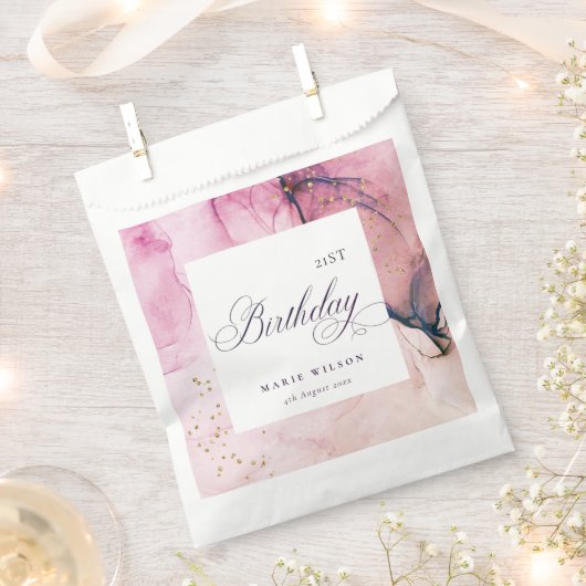Abstrakte Pastel Rosa Lila Marine jeden Geburtstag Geschenktütchen (Ausgeschnitten)