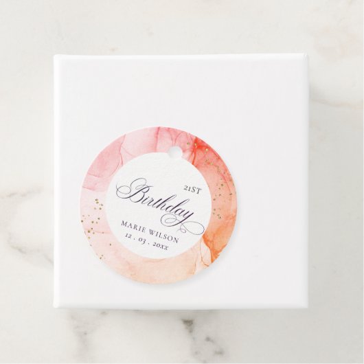 Abstrakte Pastel Rosa Orange jeden Geburtstag Geschenkanhänger (Beispiel)