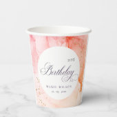 Abstrakte Pastel Rosa Orange jeden Geburtstag Pappbecher (Rückseite)