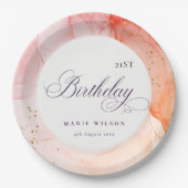 Abstrakte Pastel Rosa Orange jeden Geburtstag Pappteller (Vorderseite)