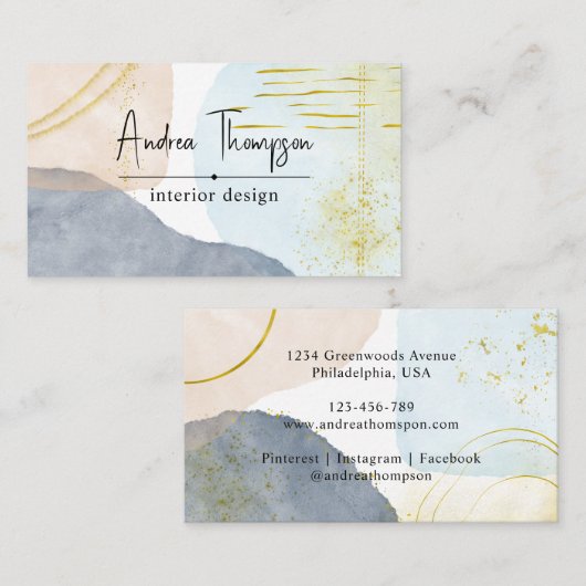 Abstrakte Pastelfarben Visitenkarte (Vorne/Hinten)