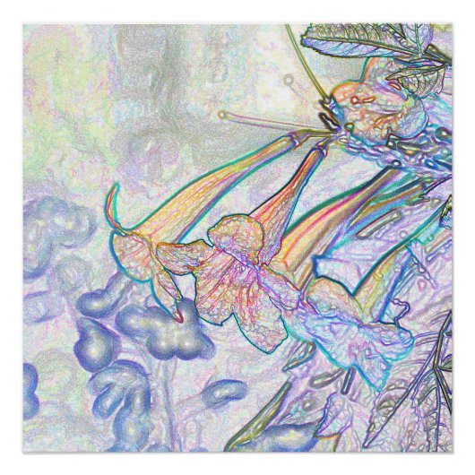 Abstrakte Pastell-Blume Zeichnend Poster (Vorderseite)