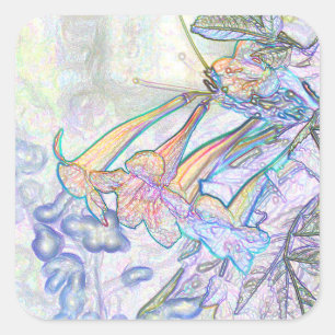 Abstrakte Pastell-Blume Zeichnend Quadratischer Aufkleber